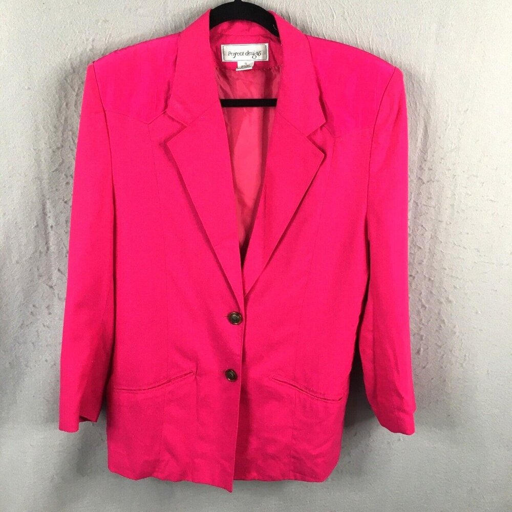 Perfect Designs Jacket Womens 12 Hot Pink 100% Silk Western Yoke Ranch Rodeo